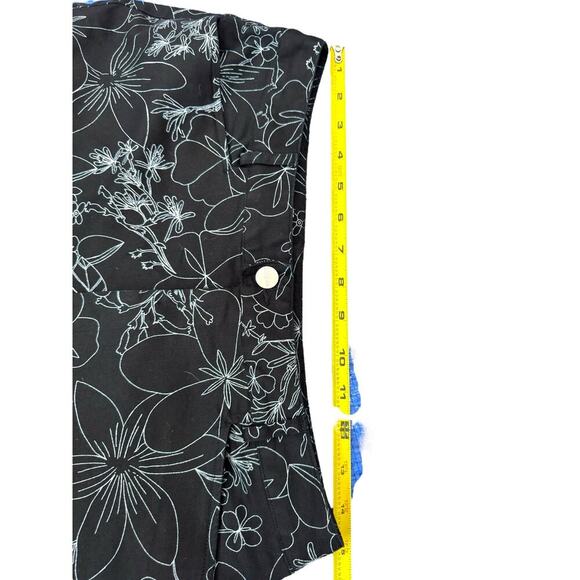 Evan-Picone Black Floral Wide Leg Cropped Pants Women’s Casual Summer Style - Picture 6 of 8